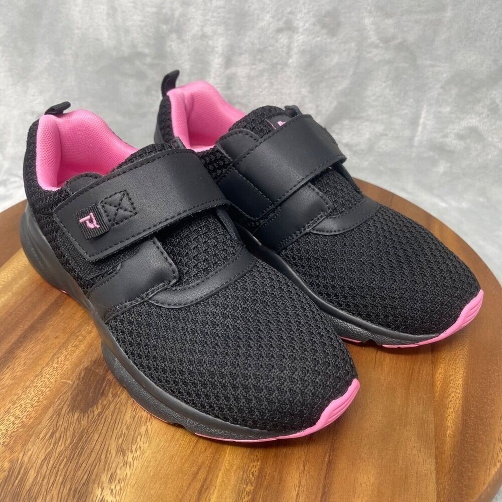 Propet Stability X Strap Womens Sneaker 8.5N (AA) Black Pink Hook & Loop WAA033M